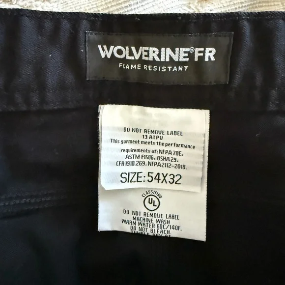 FR Flame Resistant Wolverine Black Pants Size 54X32 (Bundle of 2)